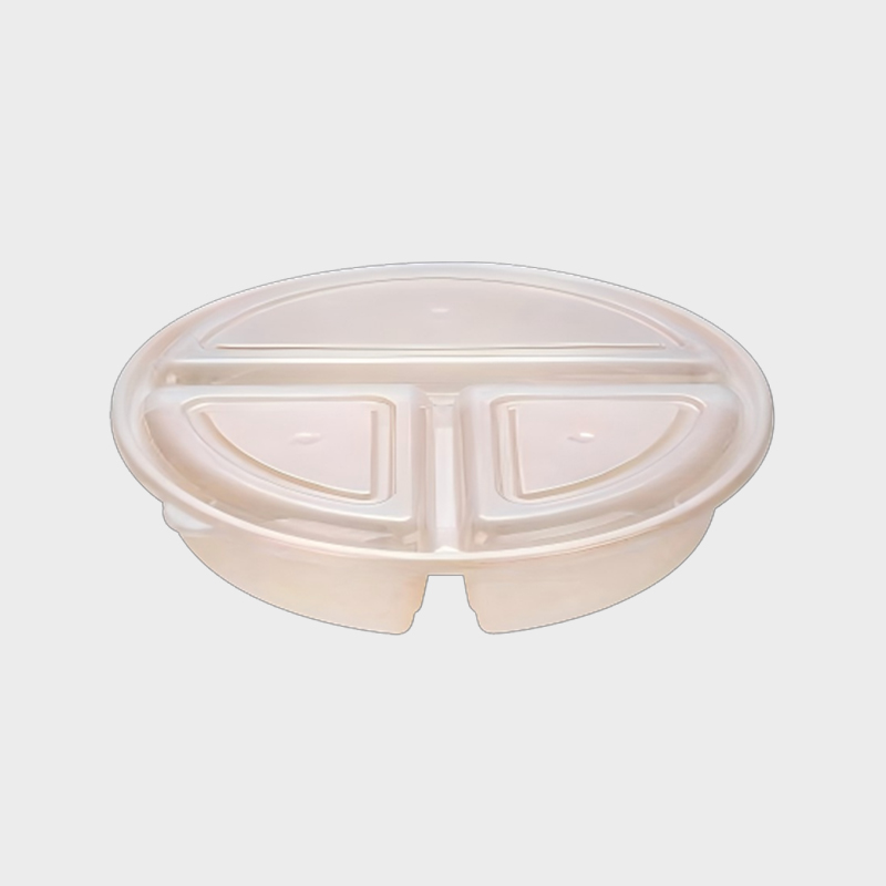 PFK004 900ml Babhta 3-Rannán Socraithe Coimeádán Prep Béile Indiúscartha PP Socraithe le Lid